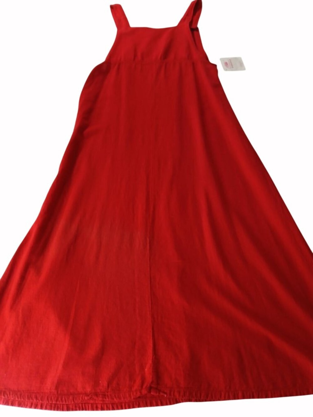 Vintage Maria Guadalajara Red Cotton Jumper Dress Size L Mexico Overalls NOS - Picture 13 of 16